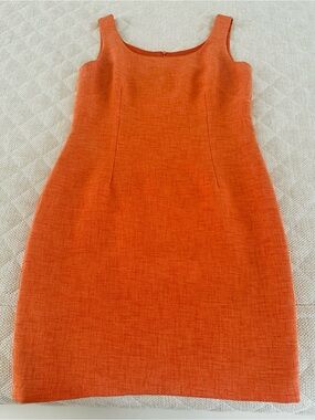 David Meister Women’s Orange Sheath Dress Size 10 Sleeveless Made in USA